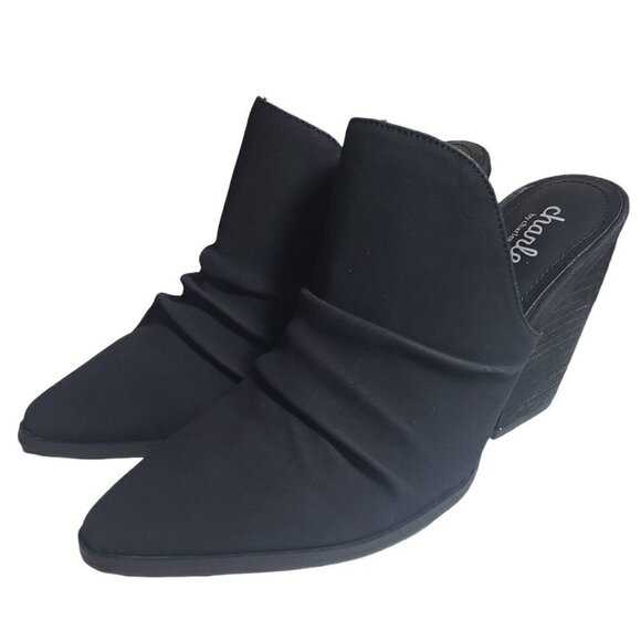 Charles by Charles David Nellie Black Pointed Toe Slip-On Backless Boots Sz 5.5M - Picture 1 of 11